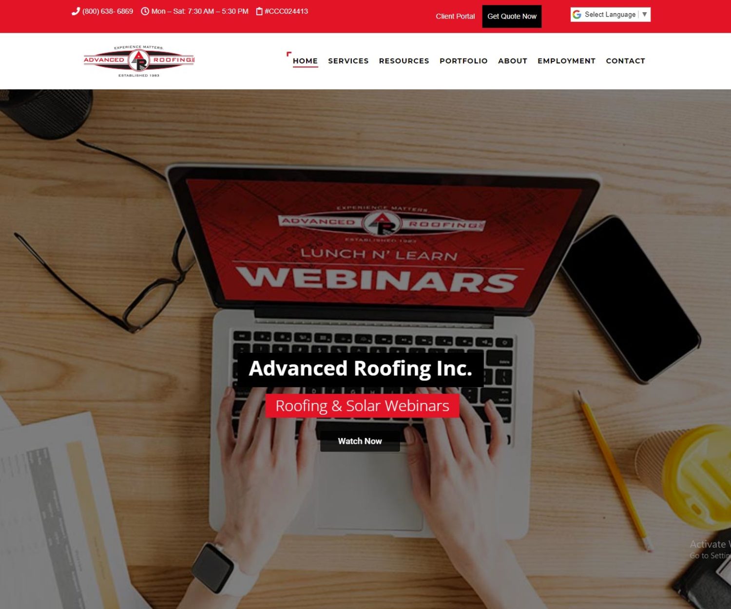 advanced roofing website